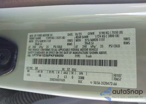 2023 Ford F-150 Xlt из США, поврежденный, VIN 1FTFW1E56PKF69050